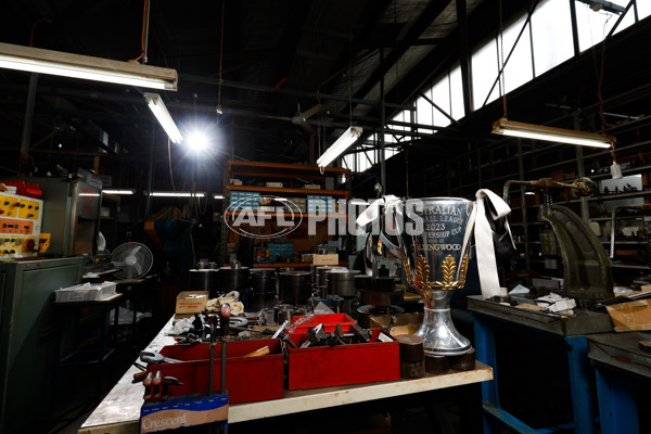 AFL 2023 Media - Collingwood Premiership Cup Engraving - A-44328272
